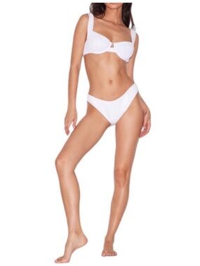 PrettyLittleThing White Textured Bikini Set Top 10 bottom 8 NEW WITH TAGS